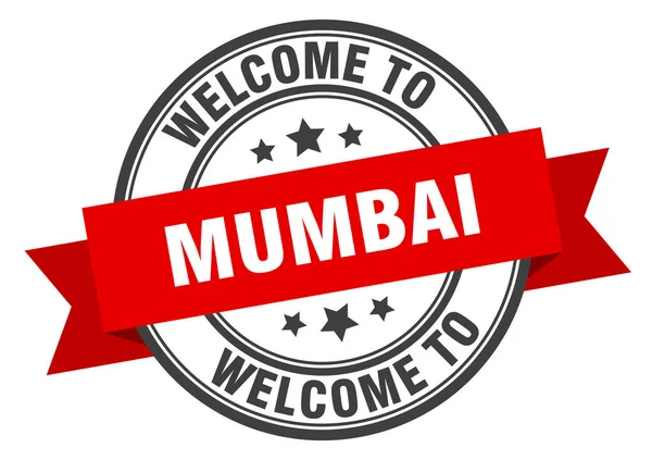 Timbre de Mumbai. bienvenue au panneau rouge de Mumbai — Image vectorielle