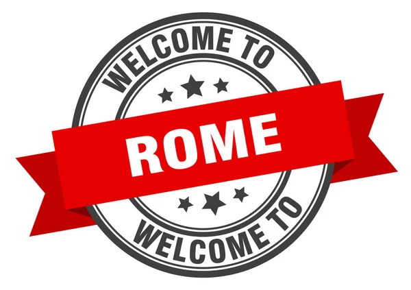 Timbro di Roma. benvenuto a Roma cartello rosso — Vettoriale Stock