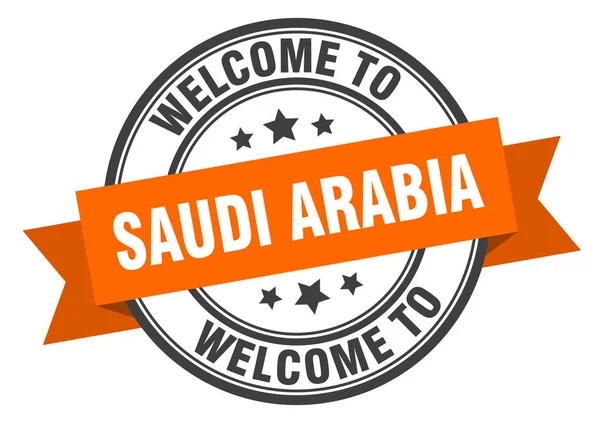 Selo Arábia Saudita. Bem-vindo ao sinal laranja da Arábia Saudita — Vetor de Stock