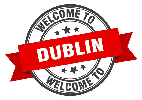 Znaczek dubliński. Witamy w Dublinie czerwony znak — Wektor stockowy