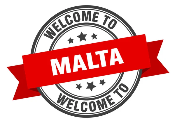 Timbre de Malte. bienvenue à Malte signe rouge — Image vectorielle