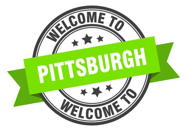 Pittsburgh stamp. welcome to Pittsburgh green sign — Stock Vector