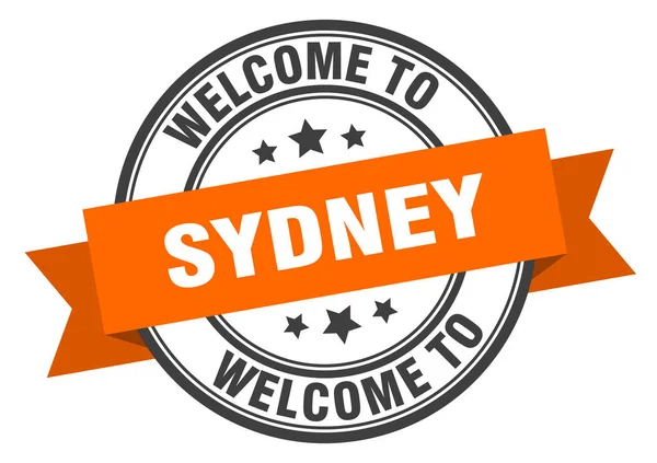 Sello de Sydney. Bienvenido a Sydney signo naranja — Archivo Imágenes Vectoriales