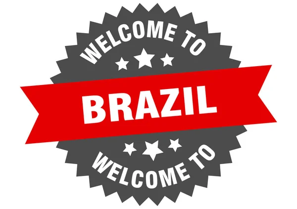 Πινακίδα Βραζιλίας. Καλώς ήρθατε στο κόκκινο αυτοκόλλητο Βραζιλία — Διανυσματικό Αρχείο