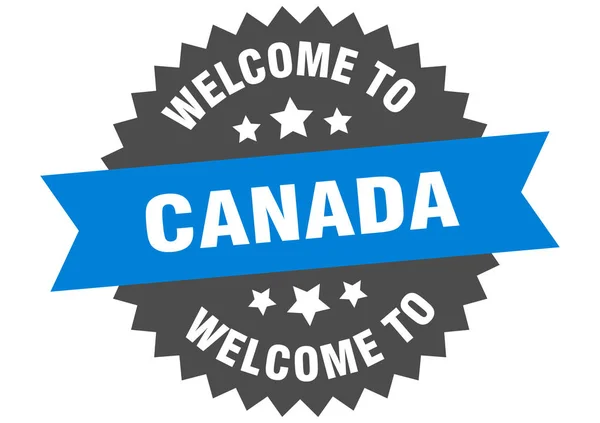 Canada teken. welkom in Canada blauwe sticker — Stockvector