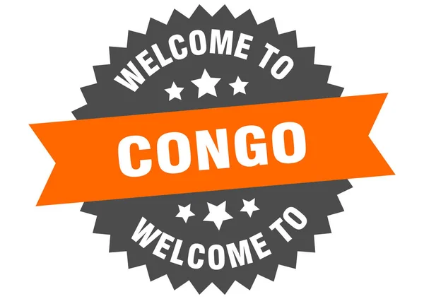 Подпись Конго. Добро пожаловать в Конго оранжевый стикер — стоковый вектор