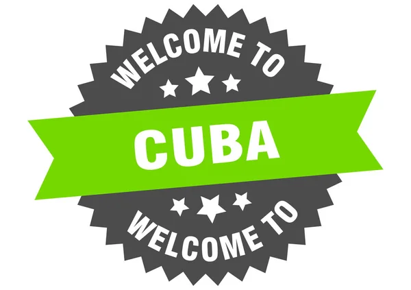 Firma Cuba. Bienvenido a Cuba etiqueta verde — Archivo Imágenes Vectoriales