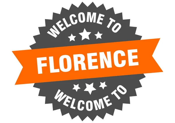 Firma de Florencia. Bienvenido a la pegatina de Florencia naranja — Vector de stock
