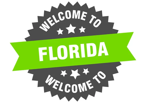 Floridská značka. Vítejte na zelené floridské samolepce — Stockový vektor