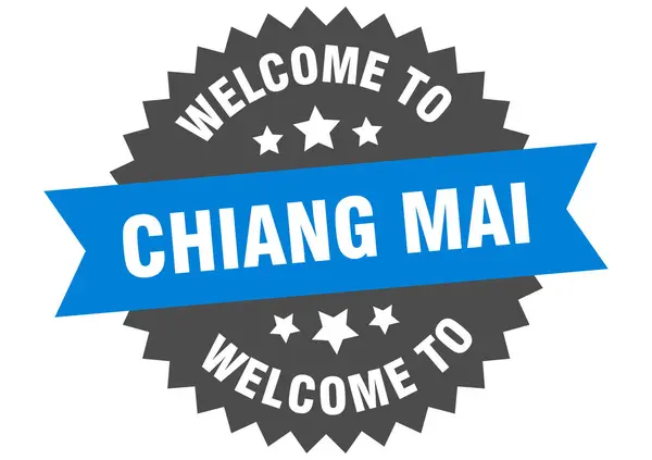 Chiang Mai segno. Benvenuti a Chiang mai adesivo blu — Vettoriale Stock