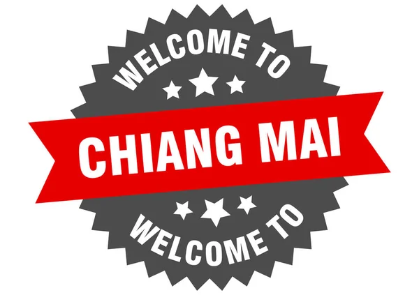 Chiang Mai firmar. Bienvenido a Chiang mai etiqueta roja — Vector de stock