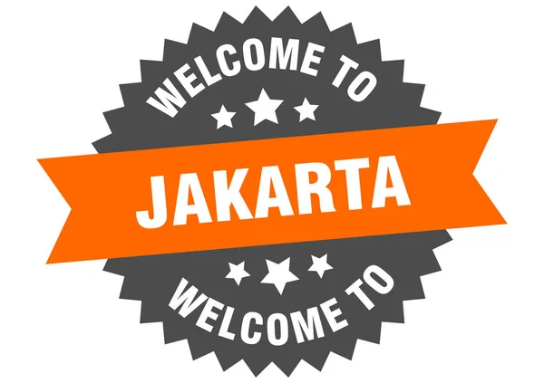 Jakarta sign. welcome to Jakarta orange sticker — ストックベクタ