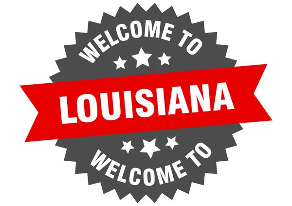 Firma Louisiana. Bienvenido a Louisiana etiqueta roja — Vector de stock