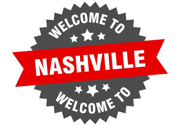 Nashville tabelası. Nashville kırmızı çıkartmasına hoş geldiniz. — Stok Vektör