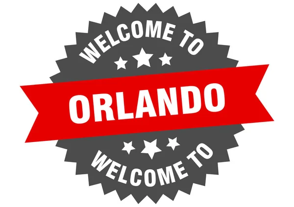 Assinatura Orlando. Bem-vindo ao adesivo vermelho Orlando —  Vetores de Stock