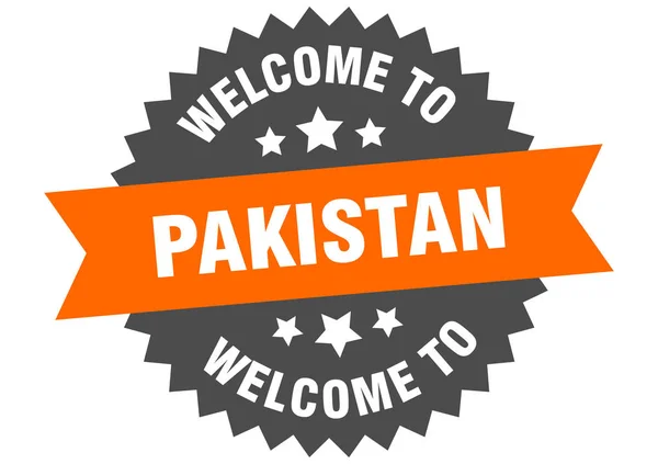 Pakistan sign. welcome to Pakistan orange sticker — ストックベクタ