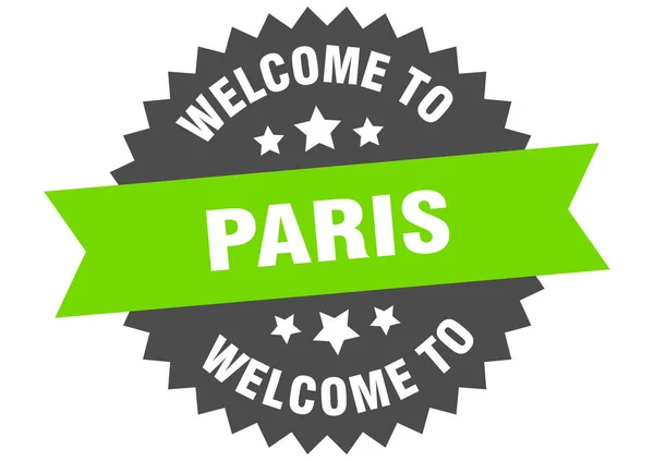 Paris sign. welcome to Paris green sticker — Stock Vector
