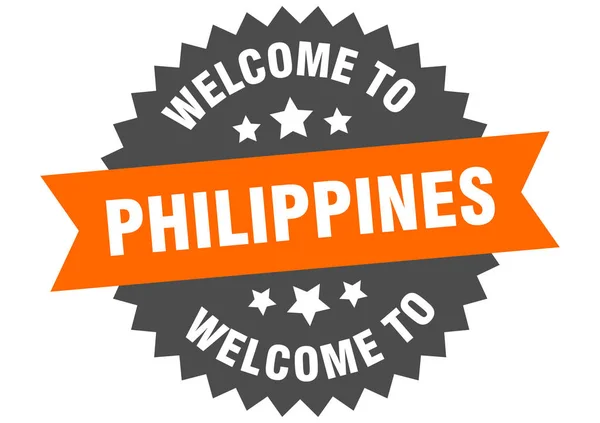 Philippines signe. autocollant orange bienvenue aux Philippines — Image vectorielle