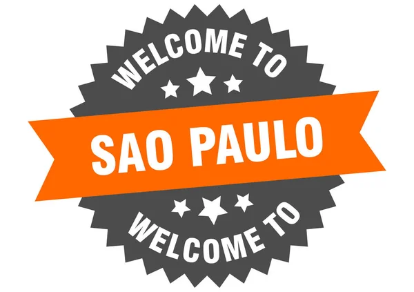 Sao Paulo sign. welcome to Sao Paulo orange sticker — Stock Vector