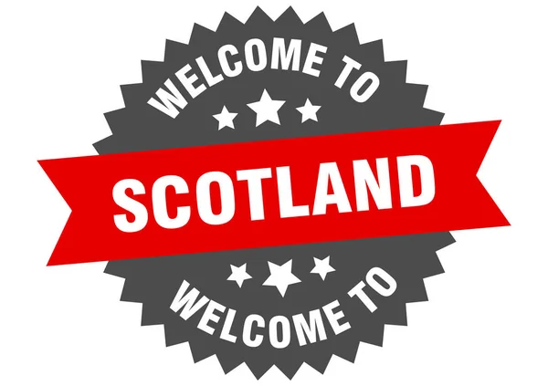 スコットランドの標識スコットランドの赤いステッカーへようこそ — ストックベクタ