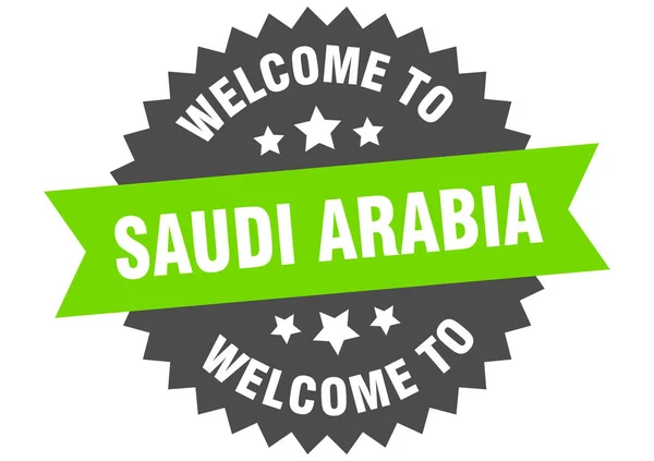 Assinatura Arábia Saudita. Bem-vindo ao adesivo verde da Arábia Saudita — Vetor de Stock
