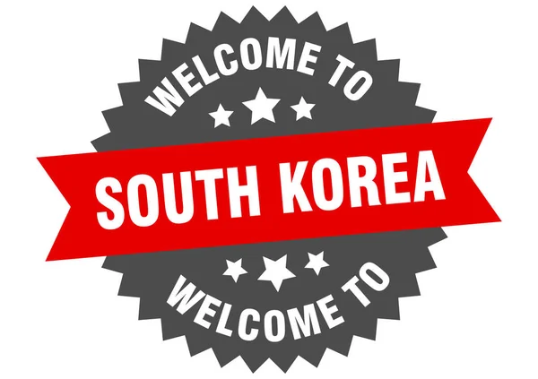 Corée du Sud signe. autocollant rouge bienvenue en Corée du Sud — Image vectorielle