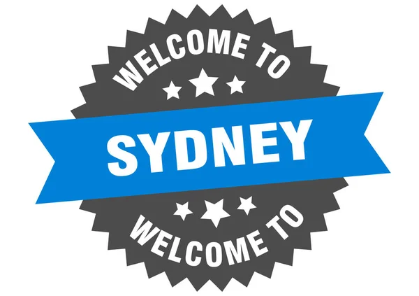 悉尼的标志。 欢迎来到悉尼蓝色贴纸 — 图库矢量图片