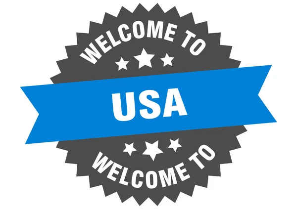 Usa signe. bienvenue à usa autocollant bleu — Image vectorielle