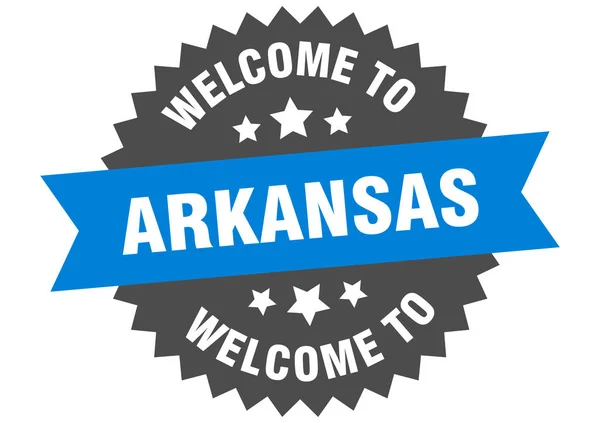 Arkansas jel. Üdvözöljük az Arkansas kék matricán — Stock Vector