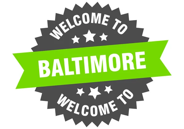 Baltimore-skylten. Välkommen till Baltimore gröna klistermärke — Stock vektor