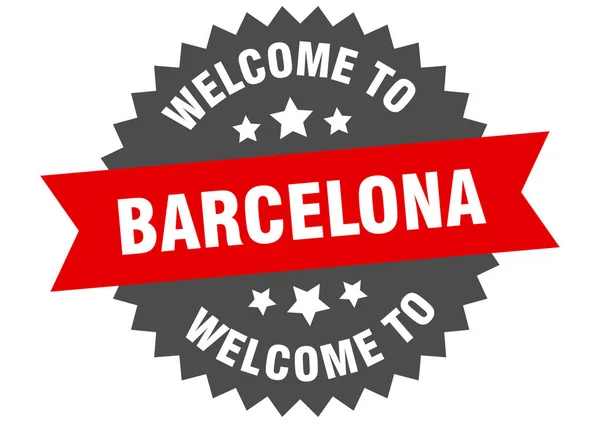 Barcelona. Vítejte na barcelonské červené samolepce — Stockový vektor
