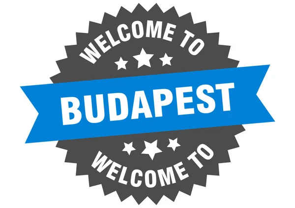 Panneau Budapest. autocollant bleu Budapest bienvenue — Image vectorielle