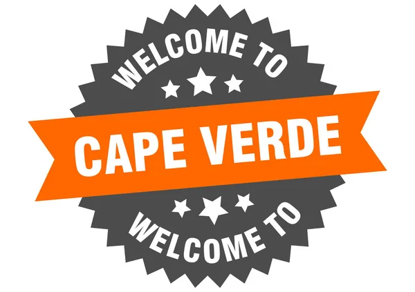 Señal de Cabo Verde. Bienvenido a Cabo Verde etiqueta engomada naranja — Vector de stock
