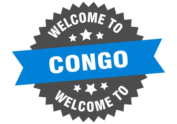 Подпись Конго. Добро пожаловать в Конго синий наклейка — стоковый вектор