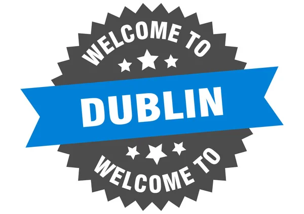 Dubliński znak. Witamy w Dublinie niebieska naklejka — Wektor stockowy