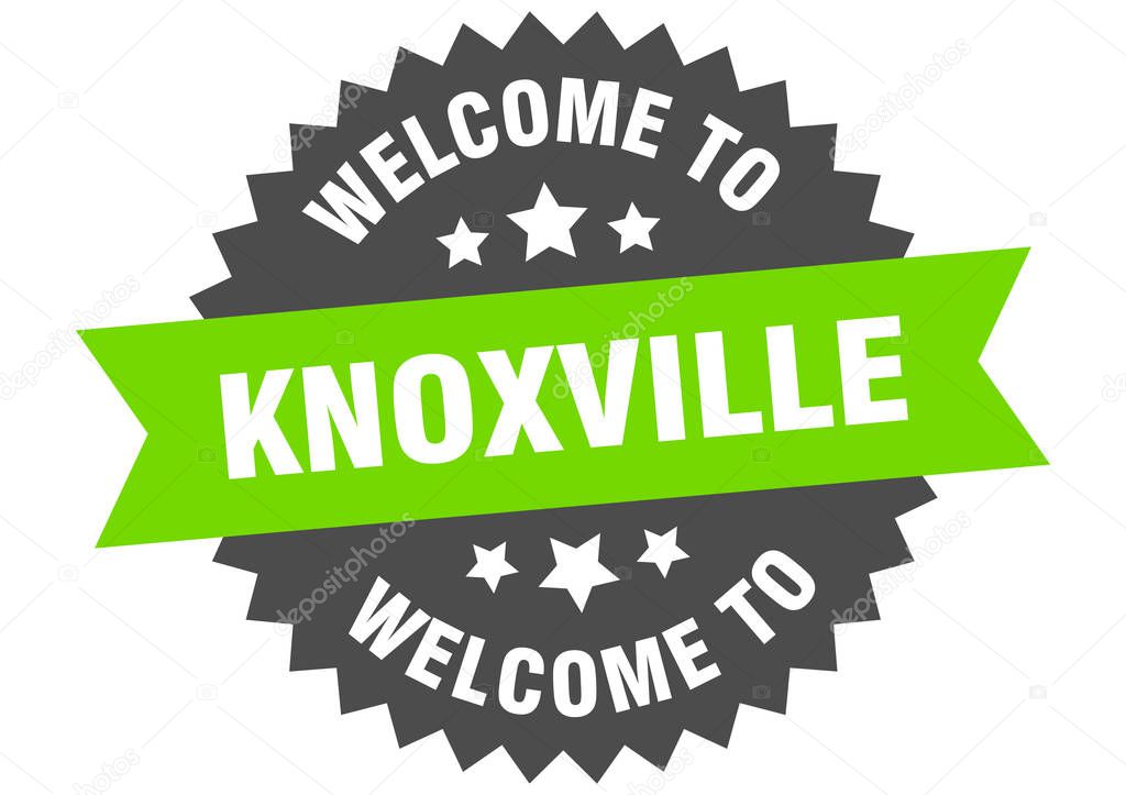 Knoxville sign. welcome to Knoxville green sticker