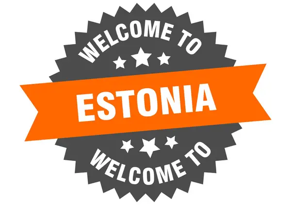 Estonya işareti. Estonya turuncu çıkartmasına hoş geldiniz. — Stok Vektör
