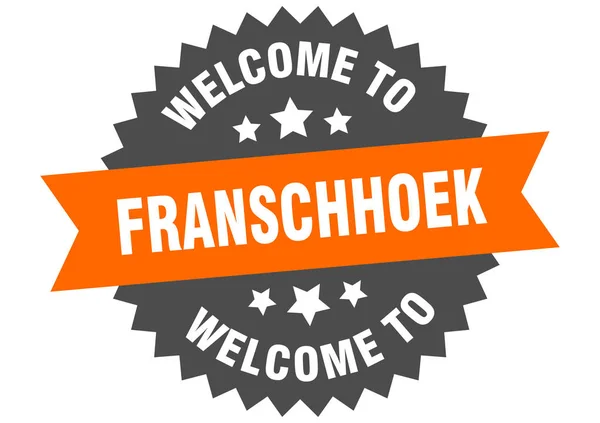 Franschhoek标志。 欢迎加入Franschhoek橙色贴纸 — 图库矢量图片