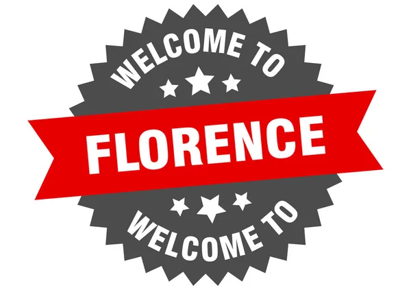 Firma de Florencia. Bienvenido a Florencia etiqueta roja — Vector de stock