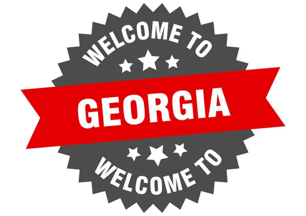 Georgia ondertekenen. welkom in Georgië rode sticker — Stockvector