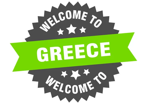 Assinatura Grécia. Bem-vindo ao adesivo verde Grécia — Vetor de Stock
