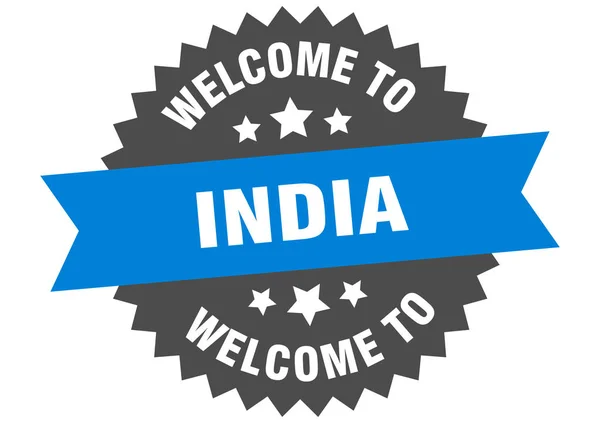 India sign. welcome to India blue sticker — Stock Vector