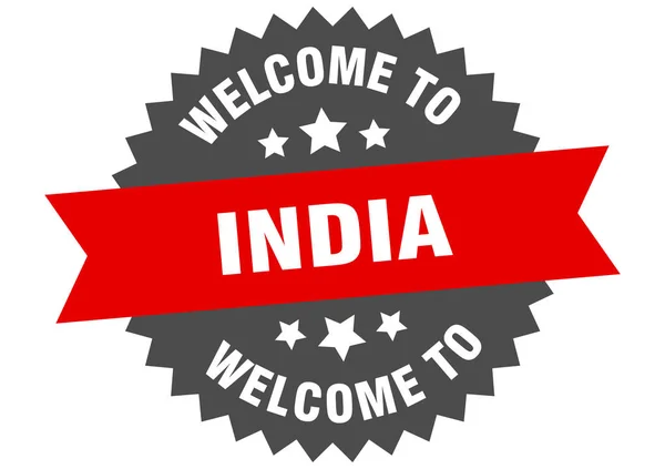 Señal India. Bienvenido a la etiqueta roja India — Vector de stock