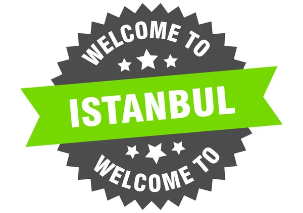 Знак Стамбула. Добро пожаловать в Стамбул зеленая наклейка — стоковый вектор