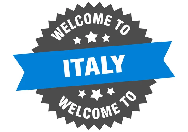 Firma Italia. Benvenuti in Italia adesivo blu — Vettoriale Stock
