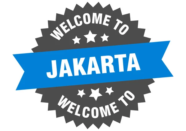 Jakarta sign. welcome to Jakarta blue sticker — ストックベクタ