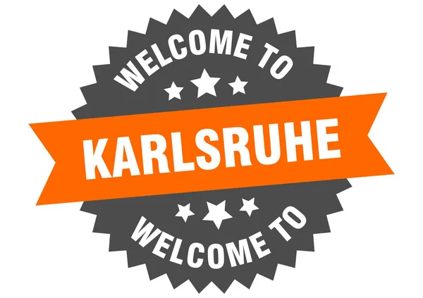 Karlsruhe imzası. Karlsruhe turuncu çıkartmasına hoş geldiniz. — Stok Vektör