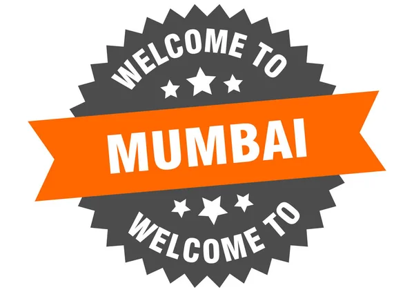 Panneau de Mumbai. autocollant de bienvenue à Mumbai orange — Image vectorielle