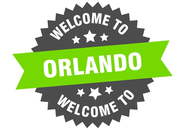 Firma Orlando. Bienvenido a Orlando etiqueta verde — Archivo Imágenes Vectoriales