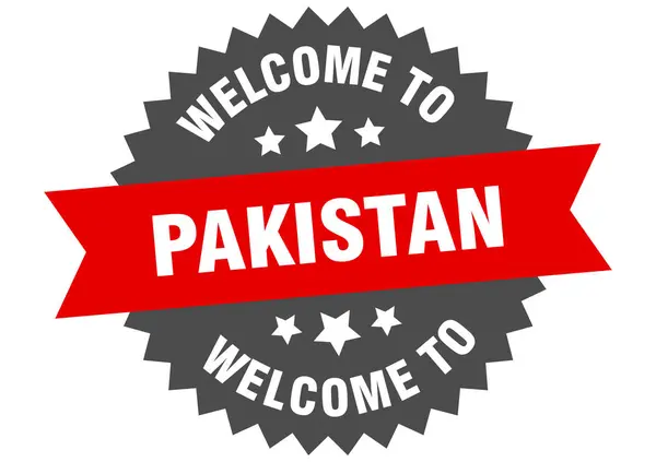 Pakistanskt tecken. Välkommen till Pakistans röda dekal — Stock vektor